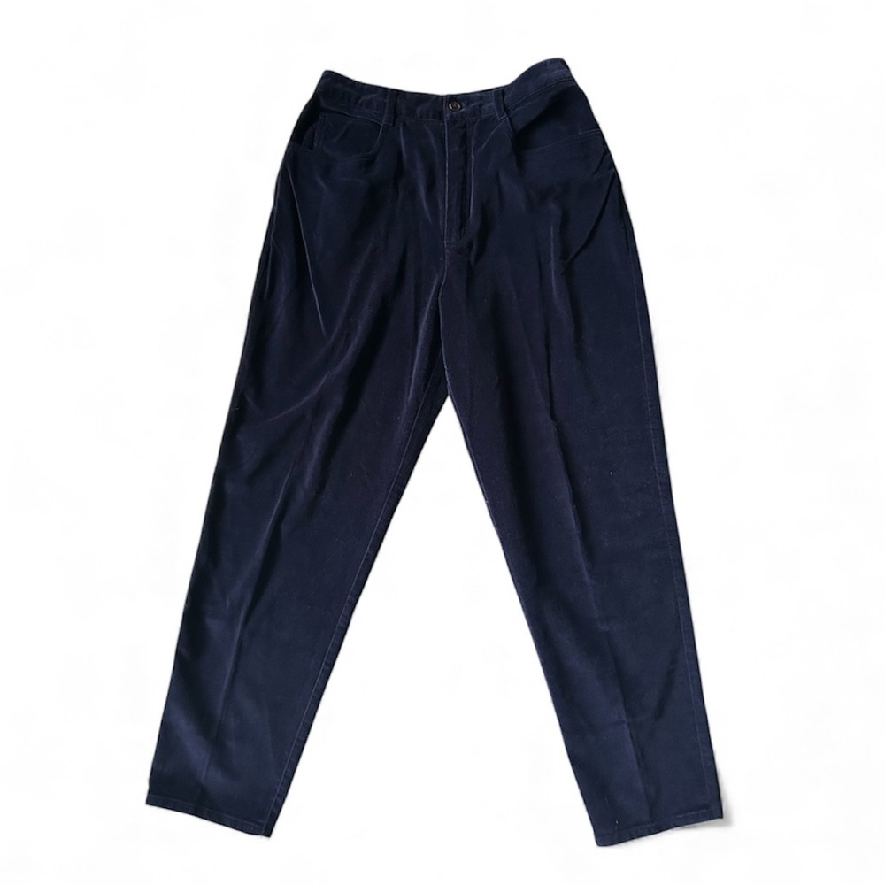 Talbots navy blue velvet cotton 90s/2000 Mom Jeans style straight leg 10 petite - Picture 1 of 7